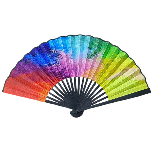 2024 Bamboo Bone Folding Fan Colorful Rave Fans Vibrant Bamboo Hand Fans for Festival Dancing Parties Decorative Gifts for Men