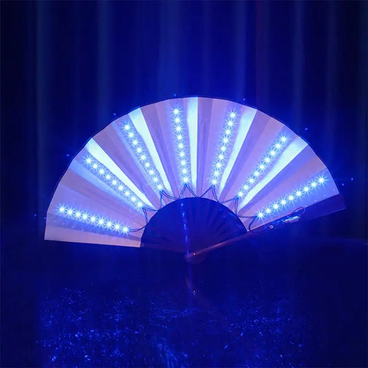 Folding Hand Fan With Led Light Portable Light Dance Night Show DJ Fluorescent Bar Club Room Party Decoration Color Change Fans
