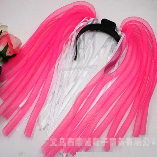 Glow Hair Braid Glasses Blink Bow Light Curly Party Clown Explosion Wig Cosplay Birthday Costume Christmas Halloween Festival