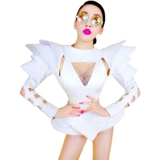 New Dance Bodysuit DJ Leading Dance Rave Clothes Singer Stage Wear New Stage Costumes Women Nightclub Rhinestone Jumpsuit