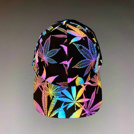 Rainbow Reflective Baseball Caps Men Women Glow in the Dark Head Wear Hip Hop Dance Accessories Nightclub Party Rave Hat Fashion