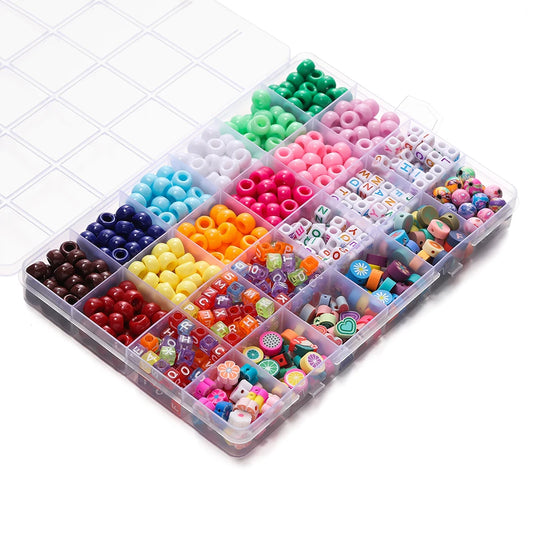 680pcs/Box Colorful Acrylic Pony Bead Square Letter Clay Spacer Beads for DIY Bracelet Necklace Jewelry Making Accessories Kit