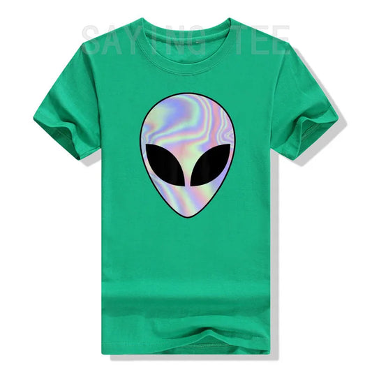 Alien Head T-Shirt Colorful Alien-Ufo Rave Tee Y2k Top I Want To Believe Graphic Outfits Funny Believers In Life on Mars Clothes