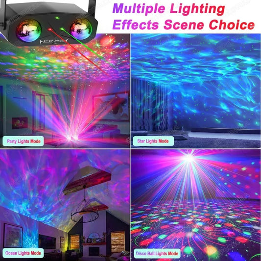 Party Disco Ball, Dj Disco Ocean Star Projector Dance Light Sound Activated with Remote Control Stage Strobe Rave Light for Part