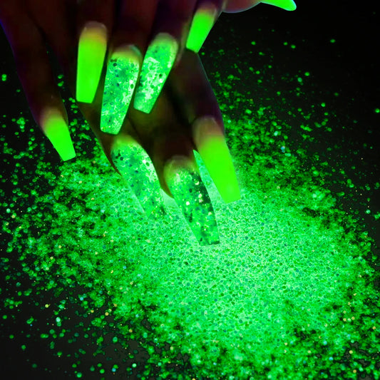10g/Bag Halloween Ultra-Bright Nail Luminous Sequins Blue/Green/Glow Nail Powder 4-Cols Face/Body/Eye shadow Party Glitter Flake