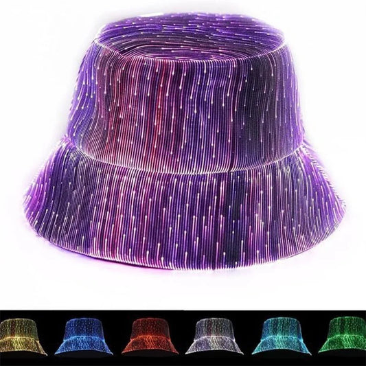 7 Colors LED Rave Bucket Hat Light up Fisherman Cap Glow in the Dark Party Hats USB Rechargeable Crazy Hat