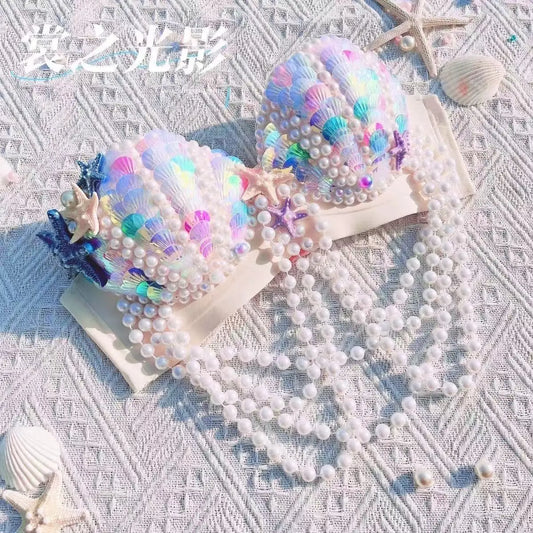 Mermaid Sequin Bikini Swimming Costume Free Diving Performance Oceanarium Electro Festival Bra Bar Cos Mermaid Costume
