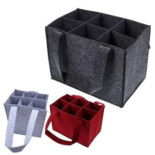 6 Compartment Bottle Holder Felt Wine Bottle Tote Bag Portable Felt Liquor Bottle Tote With Handles Bottle Wine Carrier