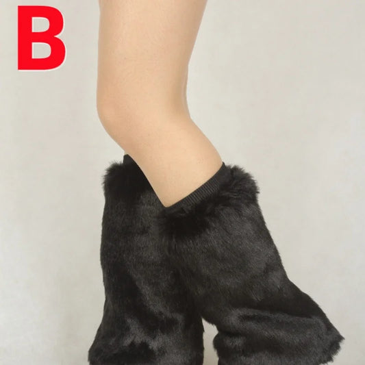 Leg Warmers Faux Fur Wraps Boot Covers Women Rave Outfit Glow Stocking Nightclub Party Clothes Boot Accessories Tron Dance Wear