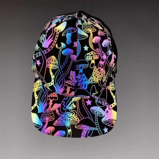 Rainbow Reflective Baseball Caps Men Women Glow in the Dark Head Wear Hip Hop Dance Accessories Nightclub Party Rave Hat Fashion