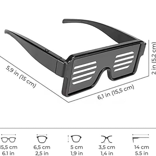 Led Rave Glasses Cordless, USB Rechargeable 8 Modes Multi-Color Dynamic Glow in the Dark Glasses for Party