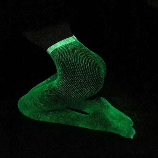 Japanese Nylon Hollow Out Breathable Comfortable Women Tights Female Fishnet Stockings Luminous Tights Noctilucence Pantyhose