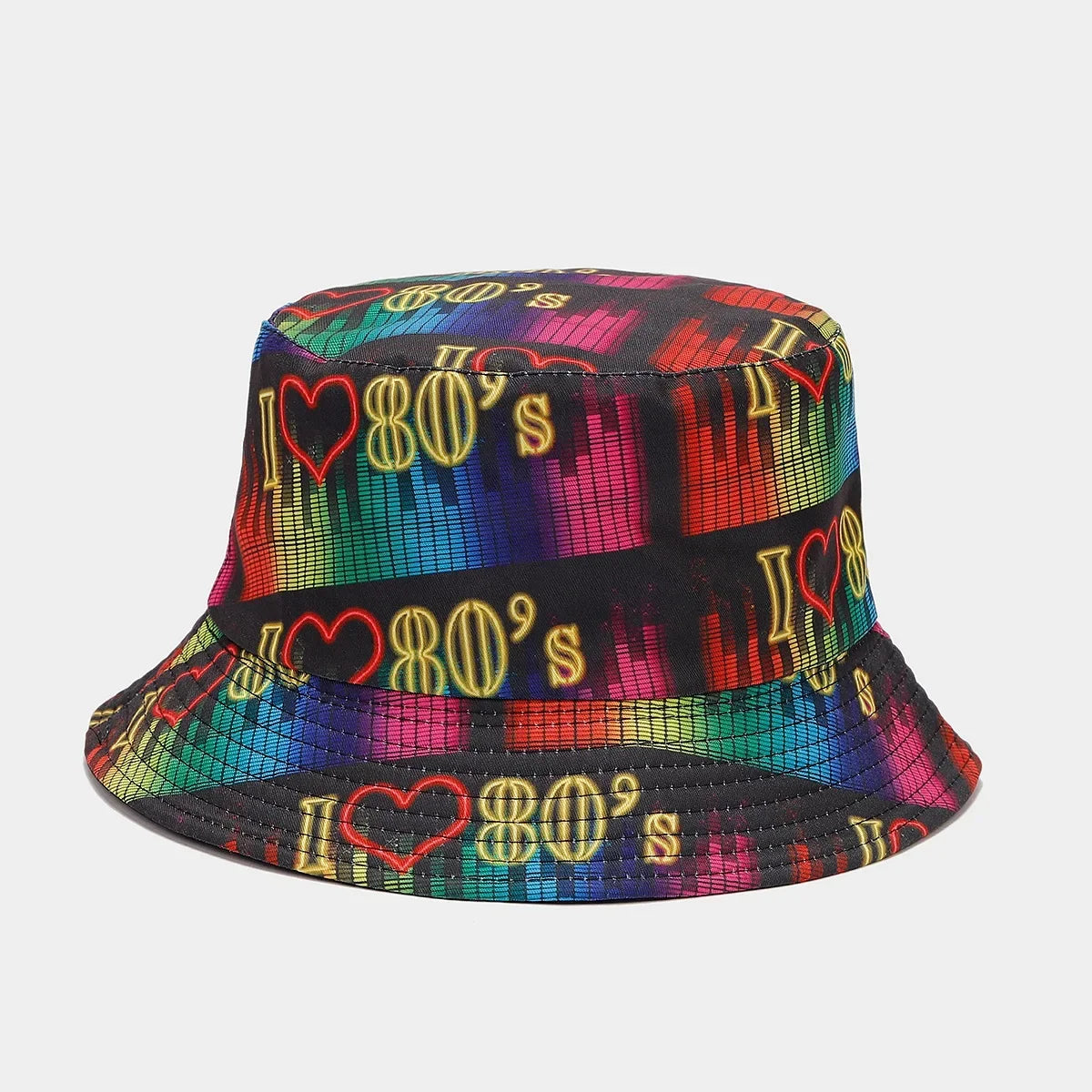Summer Vintage 80 90 Party Graffiti Bucket Hat Men Women Reversible Panama European  American Classics Bob Fishing Beach Sun Hat