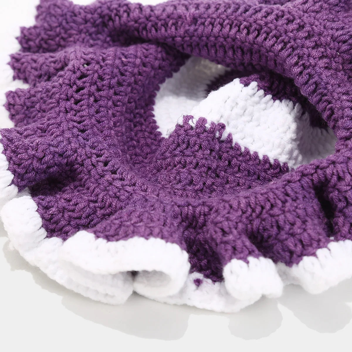 Ruffle Edge Knitted Bucket Hat Cross-border Hot Sale Hand Crocheted Hat Fashionable Colored Frilly Wool Bucket Hat
