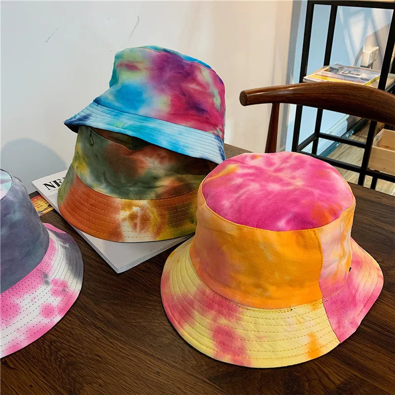 Adult Bucket Hat Fisherman Hat Reversible Fishing Hat Colourful Graffiti Bob Caps Hip Hop Creative Tie Dye Gorros Men Women