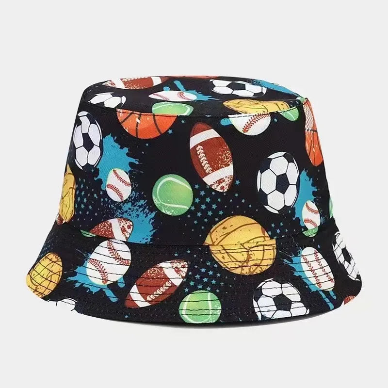Graffiti bucket hat double-sided wearing retro sunshade sunscreen hat men and women outdoor versatile hip-hop printed pot hat
