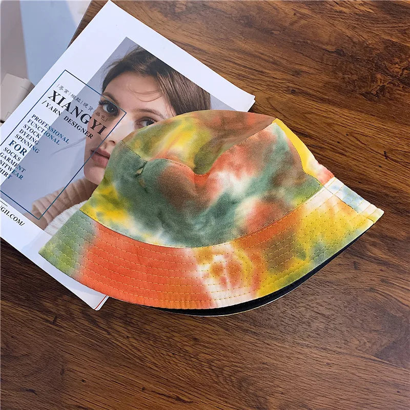 Adult Bucket Hat Fisherman Hat Reversible Fishing Hat Colourful Graffiti Bob Caps Hip Hop Creative Tie Dye Gorros Men Women