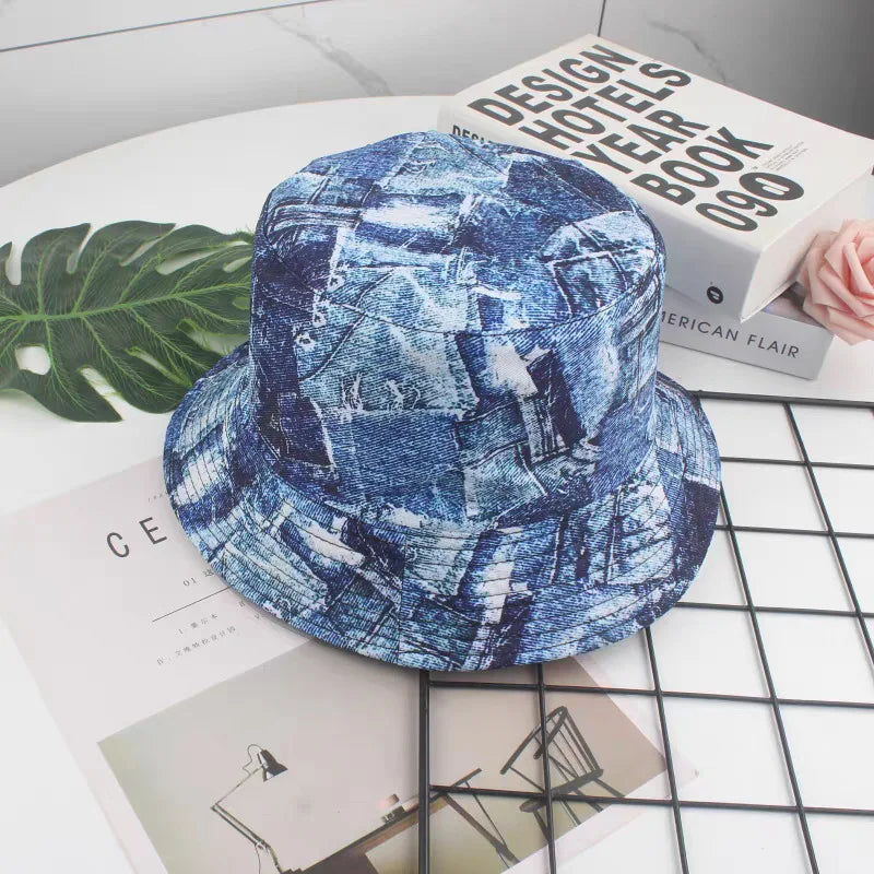 Graffiti bucket hat double-sided wearing retro sunshade sunscreen hat men and women outdoor versatile hip-hop printed pot hat