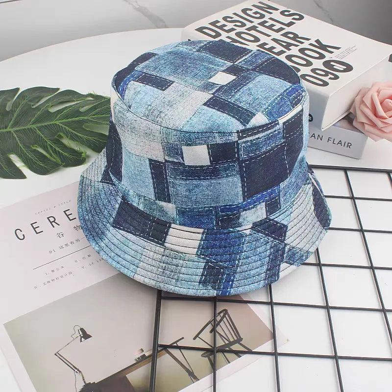 Graffiti bucket hat double-sided wearing retro sunshade sunscreen hat men and women outdoor versatile hip-hop printed pot hat