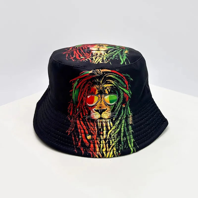 Graffiti bucket hat double-sided wearing retro sunshade sunscreen hat men and women outdoor versatile hip-hop printed pot hat