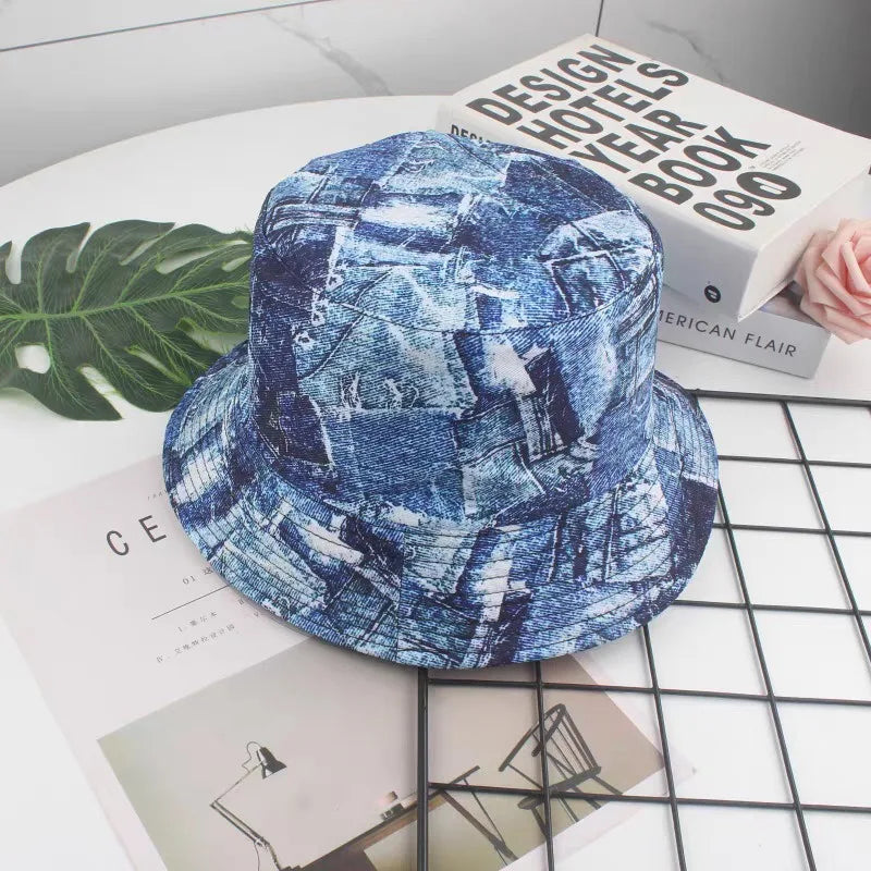 Graffiti bucket hat double-sided wearing retro sunshade sunscreen hat men and women outdoor versatile hip-hop printed pot hat