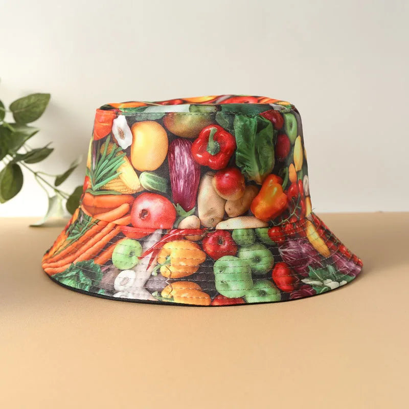 Rainbow Love Printed Reversible Bucket Hat European and American Men Fashionable Versatile Basin Hat Outdoor Sunshade Hat Women