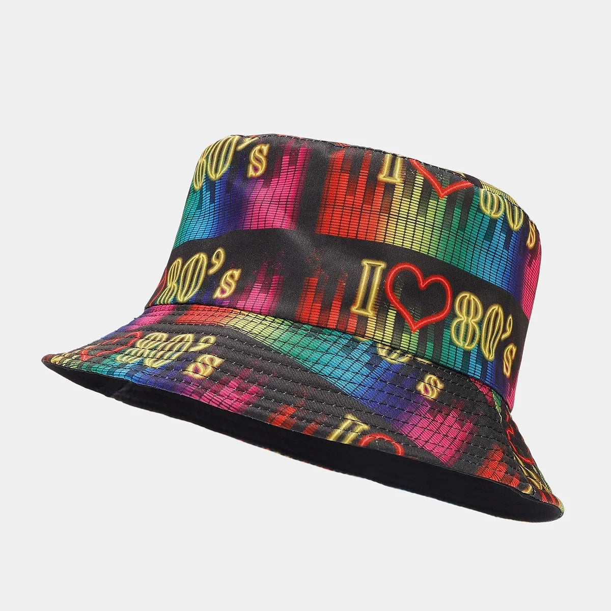Summer Vintage 80 90 Party Graffiti Bucket Hat Men Women Reversible Panama European  American Classics Bob Fishing Beach Sun Hat