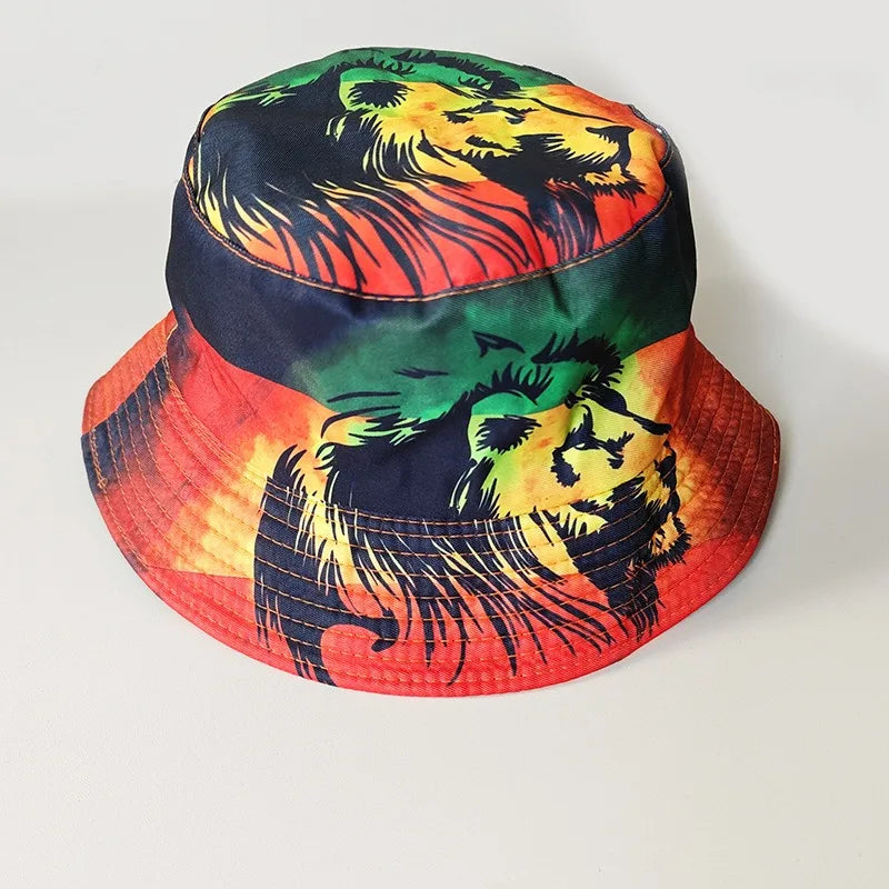 Graffiti bucket hat double-sided wearing retro sunshade sunscreen hat men and women outdoor versatile hip-hop printed pot hat