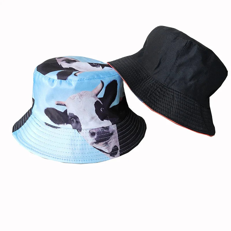 Graffiti bucket hat double-sided wearing retro sunshade sunscreen hat men and women outdoor versatile hip-hop printed pot hat