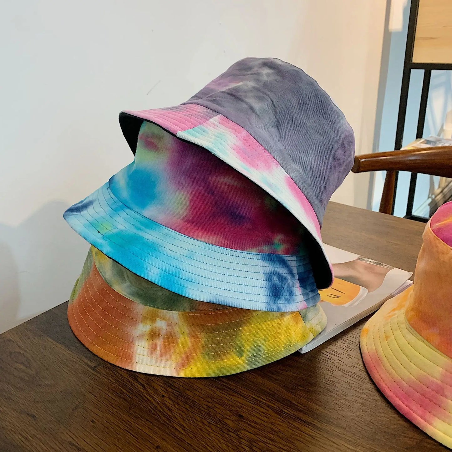 Adult Bucket Hat Fisherman Hat Reversible Fishing Hat Colourful Graffiti Bob Caps Hip Hop Creative Tie Dye Gorros Men Women