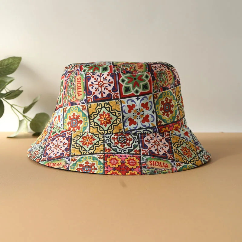 Rainbow Love Printed Reversible Bucket Hat European and American Men Fashionable Versatile Basin Hat Outdoor Sunshade Hat Women