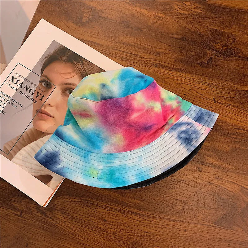 Adult Bucket Hat Fisherman Hat Reversible Fishing Hat Colourful Graffiti Bob Caps Hip Hop Creative Tie Dye Gorros Men Women