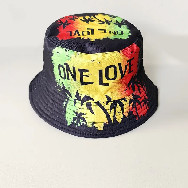 Graffiti bucket hat double-sided wearing retro sunshade sunscreen hat men and women outdoor versatile hip-hop printed pot hat