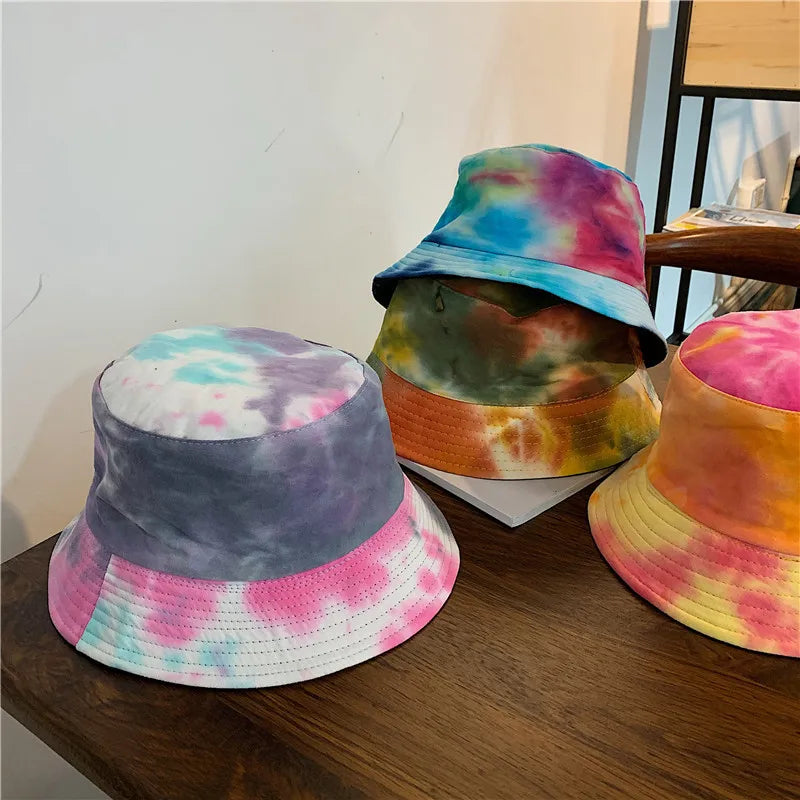 Adult Bucket Hat Fisherman Hat Reversible Fishing Hat Colourful Graffiti Bob Caps Hip Hop Creative Tie Dye Gorros Men Women