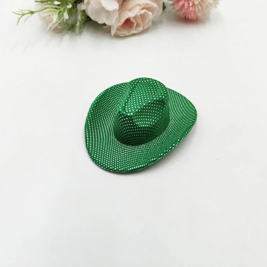 Neon Glitter Cowboy Hat Hair Clip Glowing Disco Party Decoration Accessories Rave Festival Accessories 10 cm