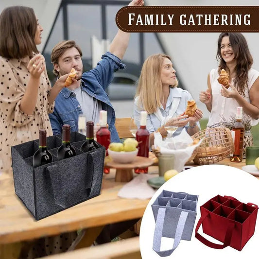 6 Compartment Bottle Holder Felt Wine Bottle Tote Bag Portable Felt Liquor Bottle Tote With Handles Bottle Wine Carrier