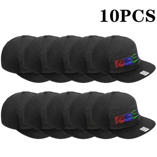 1-10PCS Programmable DIY Bluetooth Hat LED Display Curve Decorative Fabric Hat Party Evening Glowing Hat Atmosphere Hat