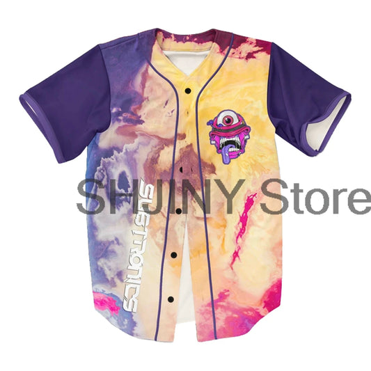 Subtronics Liquid Pink Acid Trippy Rave Baseball Jersey EDM Festivals Short Sleeve Shirts Women Men Streetwear Tops