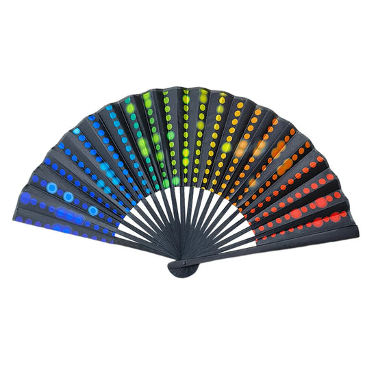 2024 Bamboo Bone Folding Fan Colorful Rave Fans Vibrant Bamboo Hand Fans for Festival Dancing Parties Decorative Gifts for Men