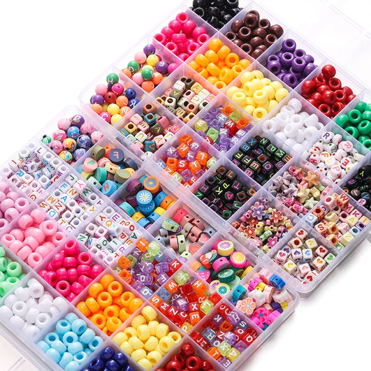680pcs/Box Colorful Acrylic Pony Bead Square Letter Clay Spacer Beads for DIY Bracelet Necklace Jewelry Making Accessories Kit