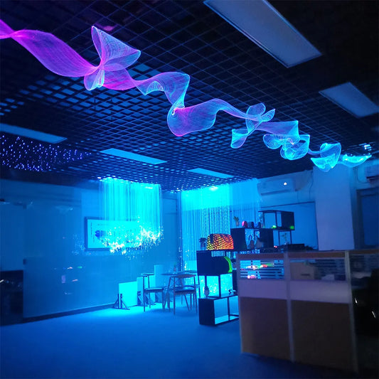LED Fiber Optic Mesh Lights for Ceiling Trees Crafts Home Optical Fibre Fabric Light Up Halloween Christmas EDM Party Festivals