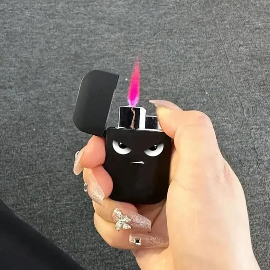 Black Devil Eyes Pink Flame Cigarette Lighter Refillable Butane Lighter Special for Ladies Smoking Accessories Men Gifts