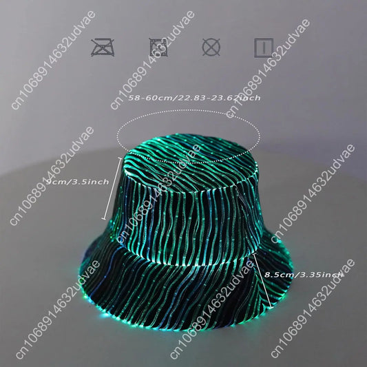 Light up Hat Rave Bucket Hat 7 Colors Flashing Glow LED Hat Neon Crazy Hats for Festival Gear for Party Hats EDM Accessories
