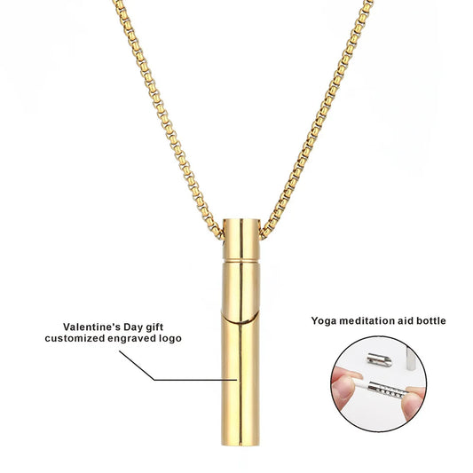 Quit Smoking Breathing Inhaler Anxiety Relief Stainless Steel Calming Breathe Necklace Mindfulness Flavore Smokeless Inhaler